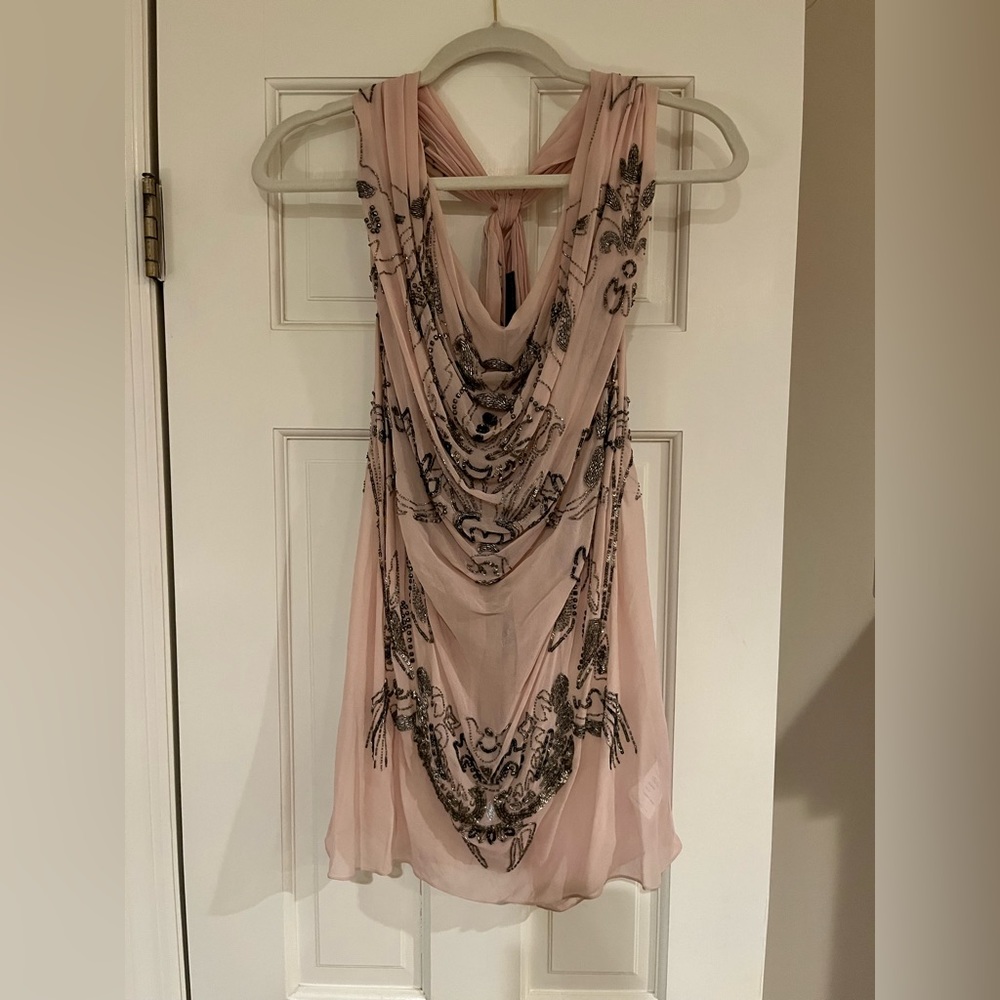 All Saints 100% silk sequined tank top